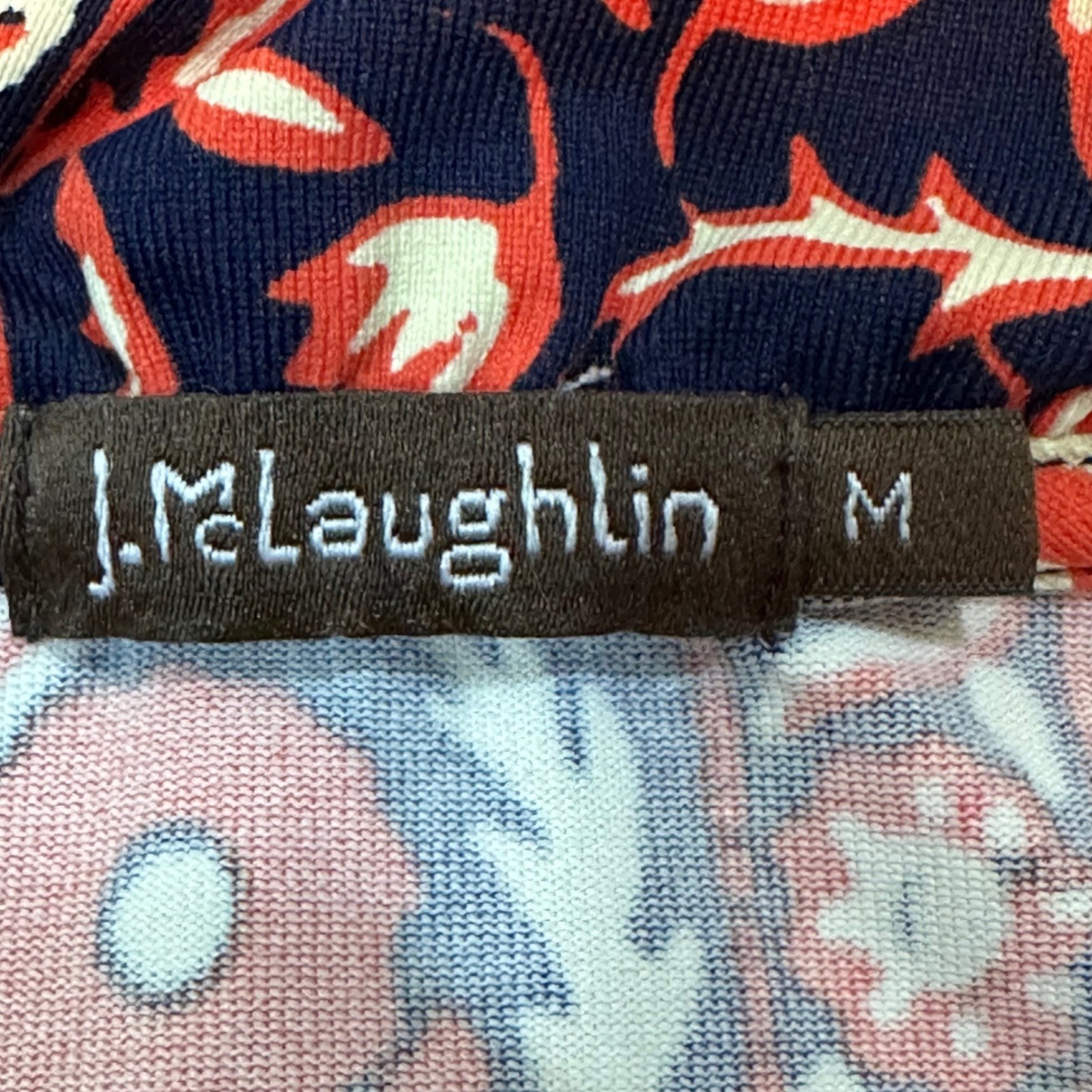 J. McLaughlin Durham Top Womens Medium Catalina Cloth Navy Orange Floral Ruffle