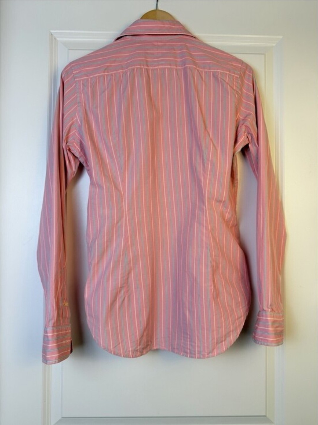 Ralph Lauren Sport Button-Down Shirt Pink Striped Long Sleeve Cotton Size 8