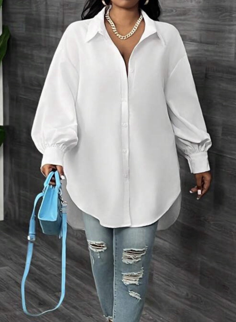 New White Oversized Dressy Shirt Sz 12