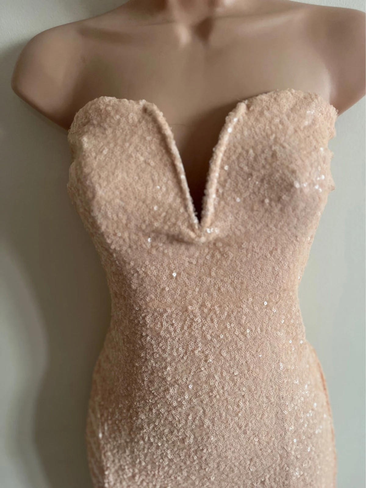 TFNC Showstopper Size 12 Peach Long Sequin Maxi Dress Prom Dress Cocktail Party