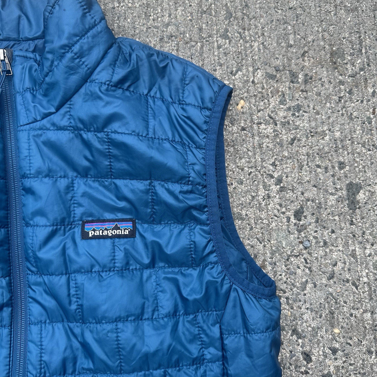 Patagonia Nano Puffer Vest Mens Sz L Blue Quilted Full Zip Outdoor Hiking