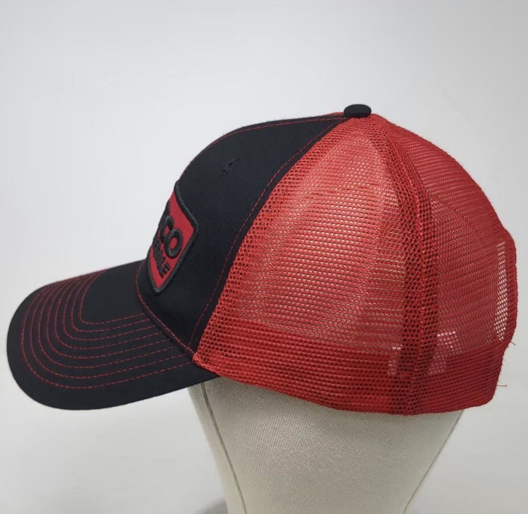 Costco Wholesale Hat Cap Snap Back Black Red Mesh Trucker Adjustable Logo Patch