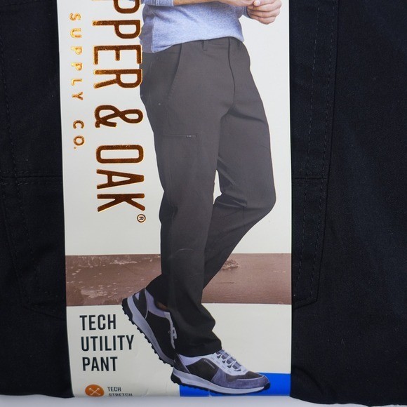 Copper and Oak Supply Co Mens 36×30 Black Straight Fit Tech Utility Pants