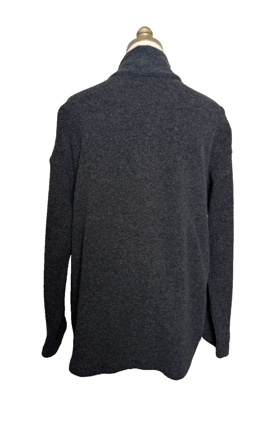EILEEN FISHER Cardigan Heather Gray Open Front Wool Blend Pockets Size SP