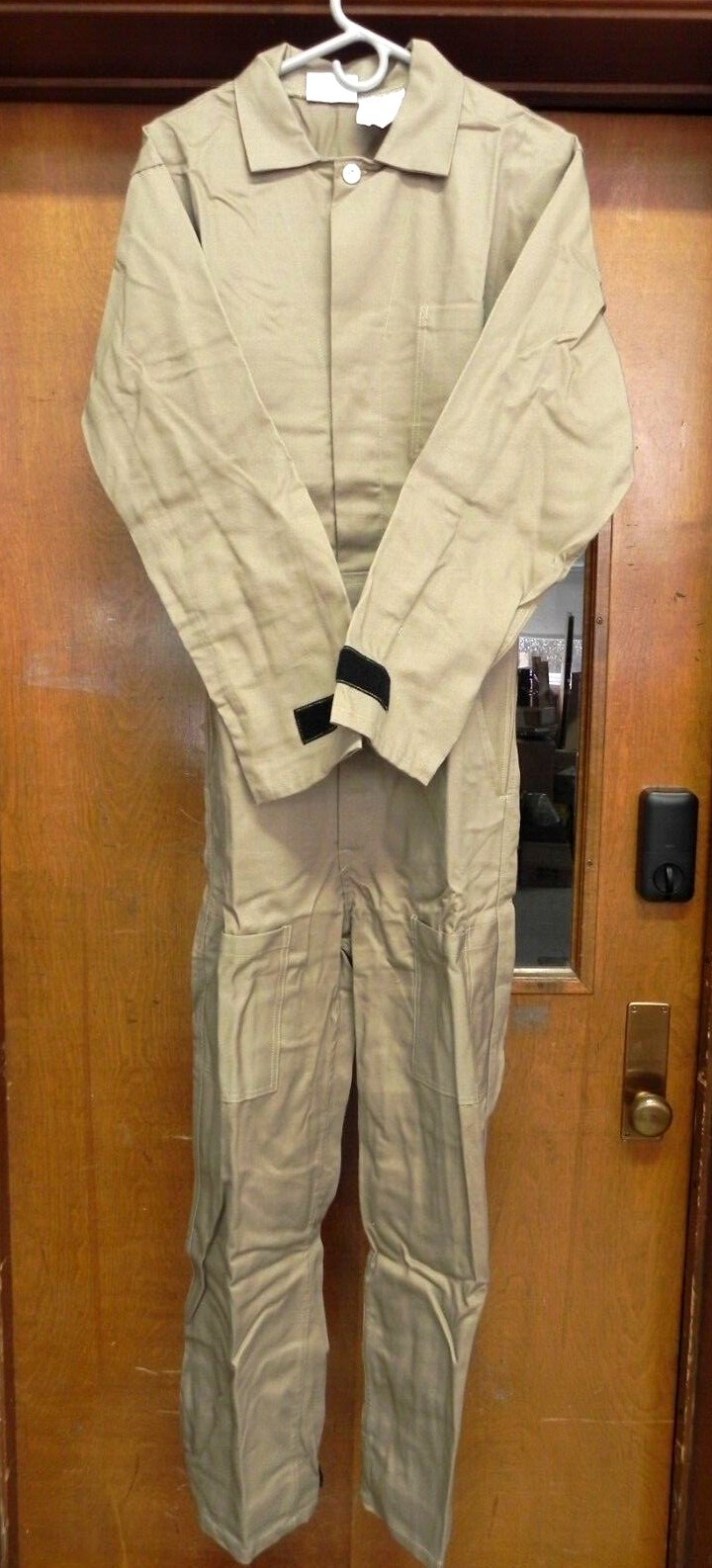 Khaki Cotton Coverall Hook & Loop Wrst/Ank, Button Closure C08720 ATK Logo HR