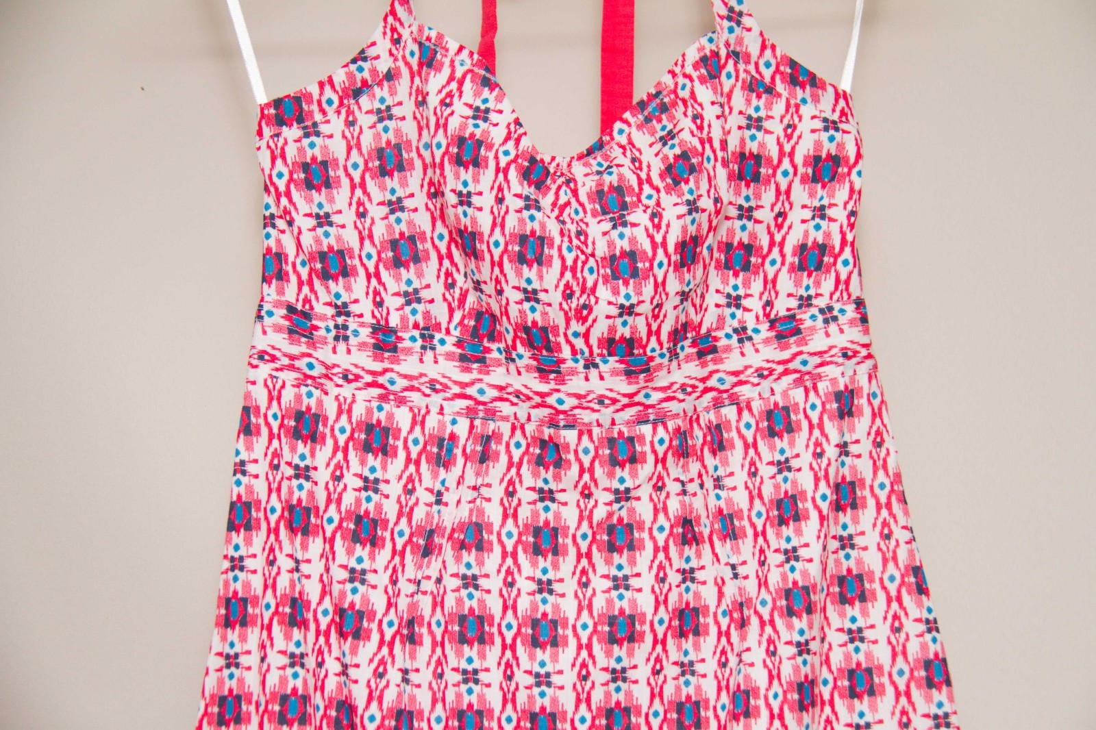 White Stuff Pink Blue White Calypso Print Cotton Sun Maxi Dress UK 10