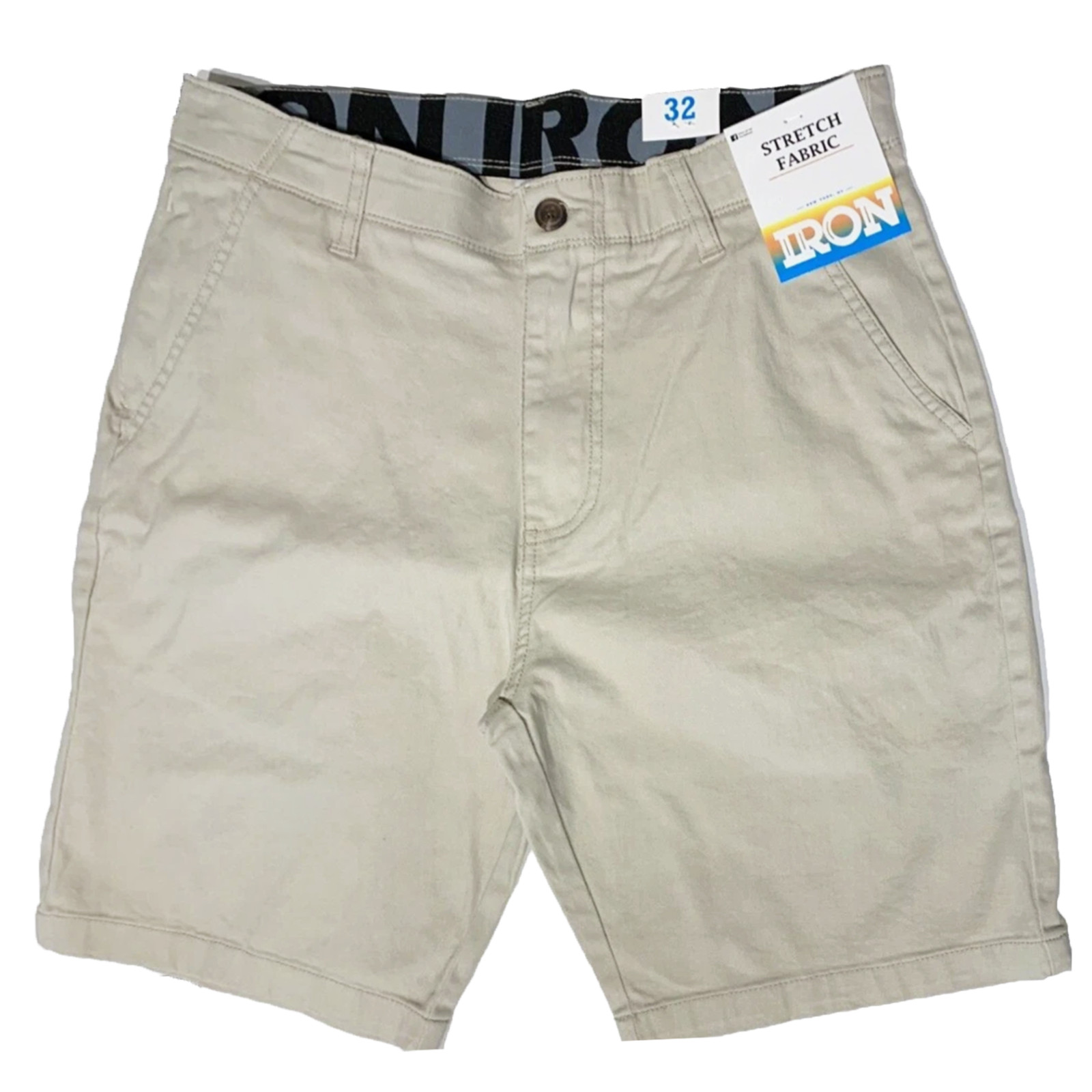 IRON CO. Men’s Stretch Fabric Flex Waist Flat Front Shorts Dune Color All Size