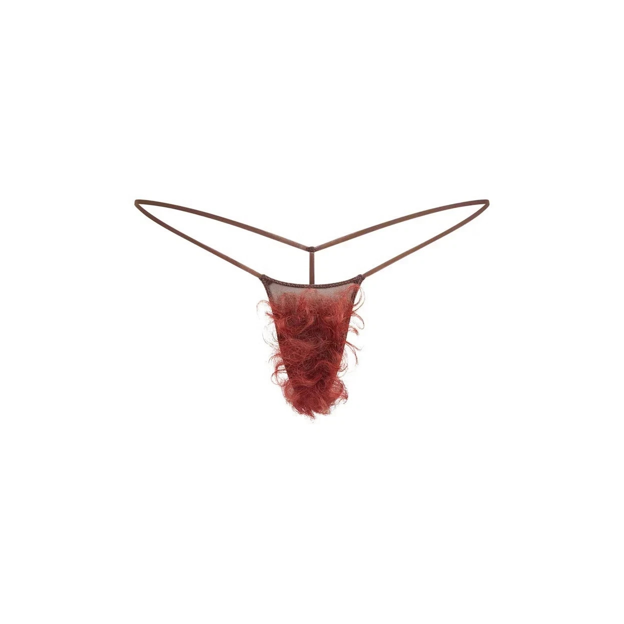 SKIMS Faux Hair Micro String Thong – Cocoa Ginger Curly, Size S, Ready to Ship