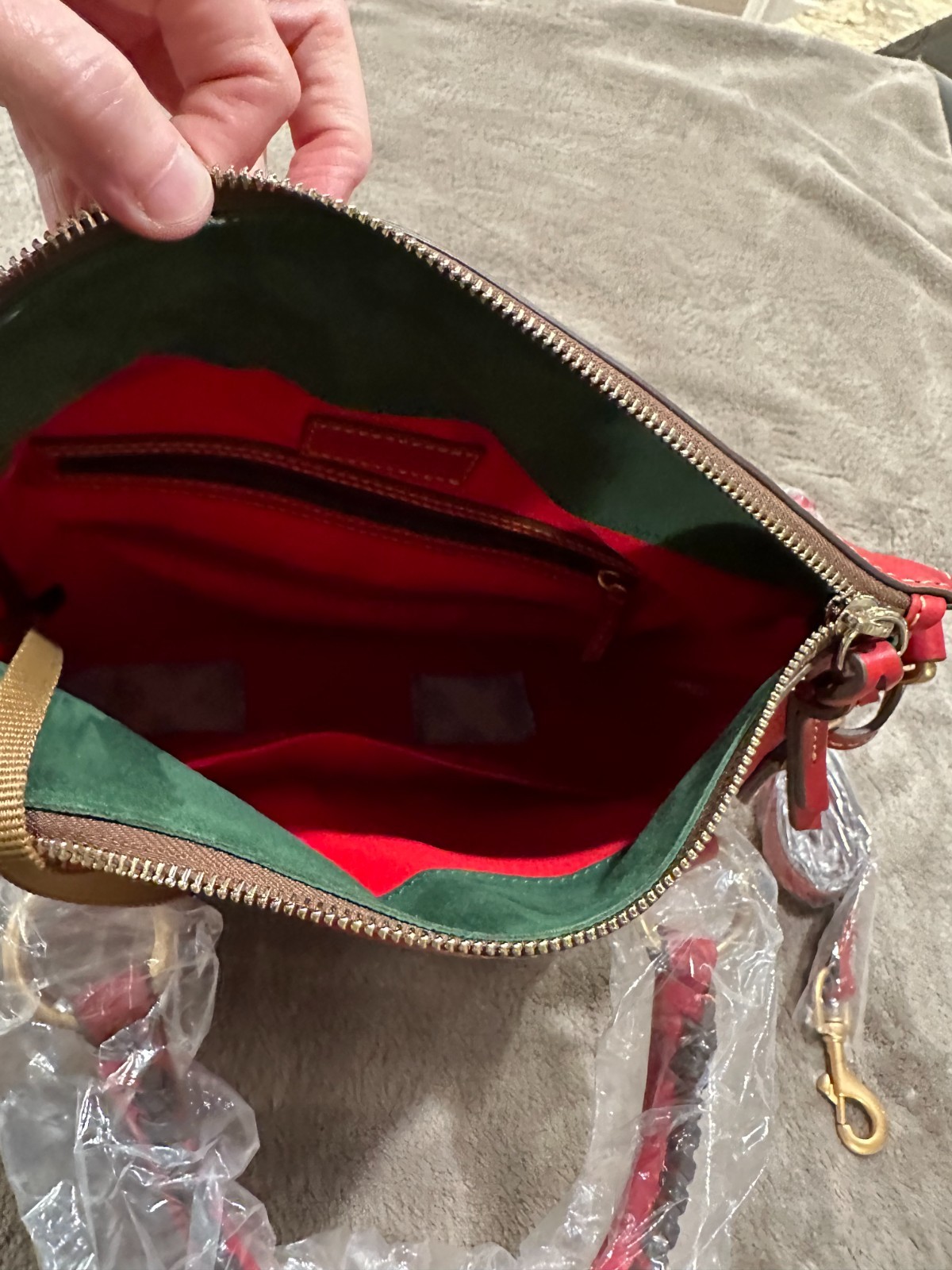 Dooney & Bourke Red Florentine Leather Bristol Satchel Purse with Tassel NWT