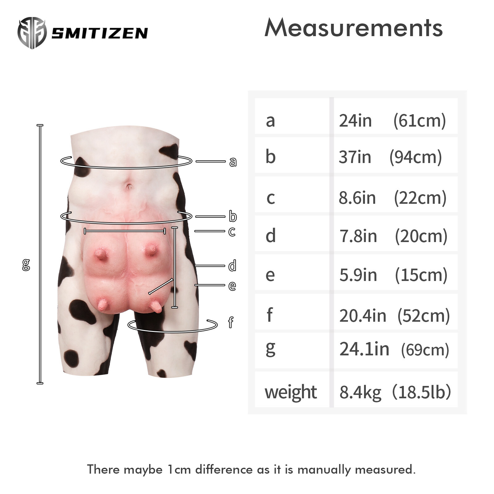 Smitizen Silicone Black-and-white Spots Cow Udders Fetish BDSM Cosplay Costumes