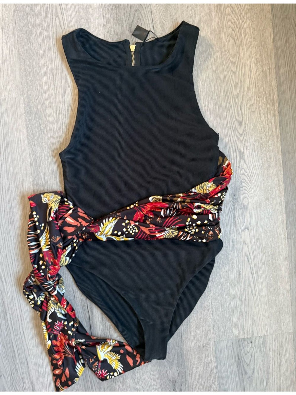 SAME Los Angeles Black One Piece Ribbed Swimsuit
