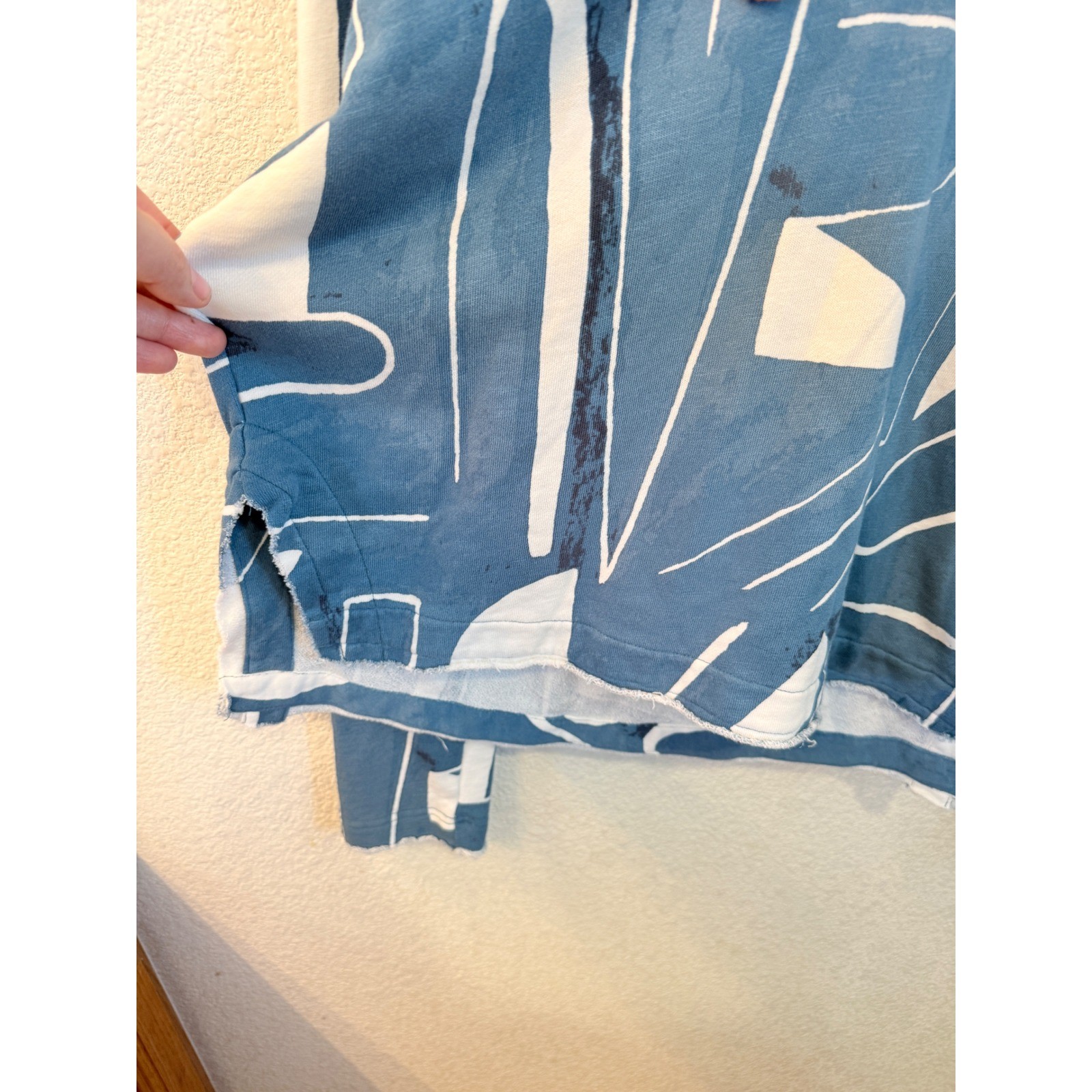 Daily Practice Anthropologie Blue Abstract Geometric Hoodie OB1365119 Womens S