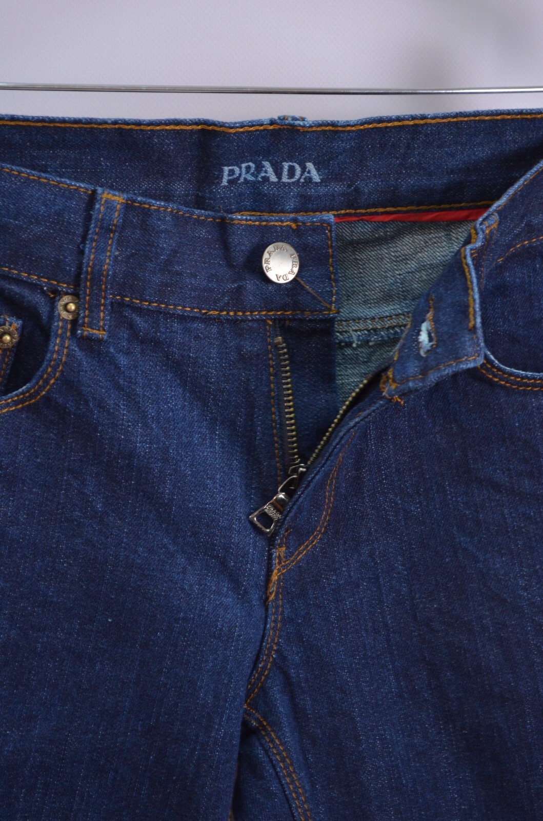 PRADA Denim Womens Jeans Logo Red Tab Nylon Details NWT Size IT 40, 42