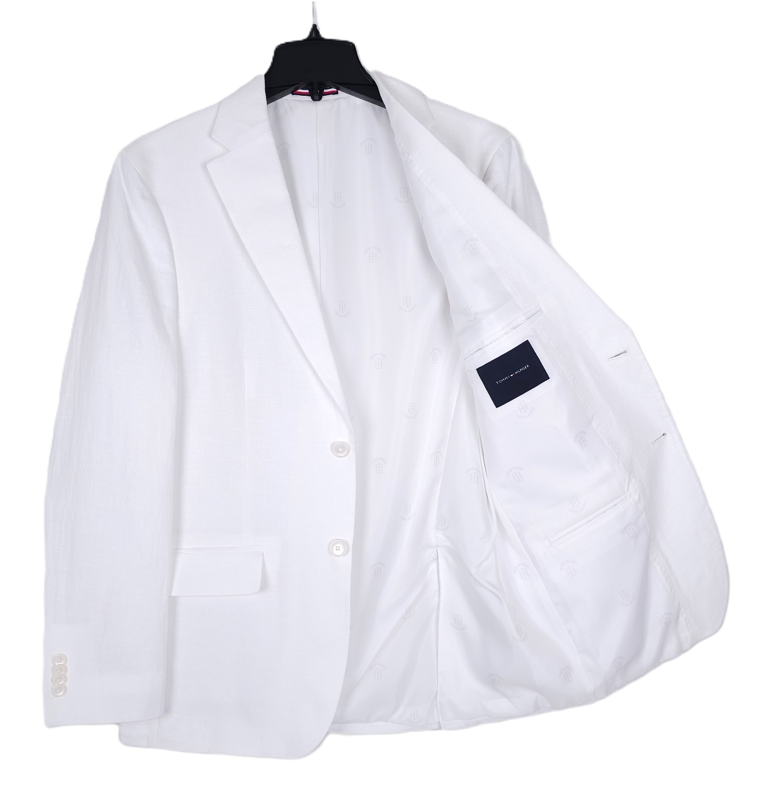 Tommy Hilfiger Mens Modern Fit Linen Sport Coat Blazer 46R White Solid NWT