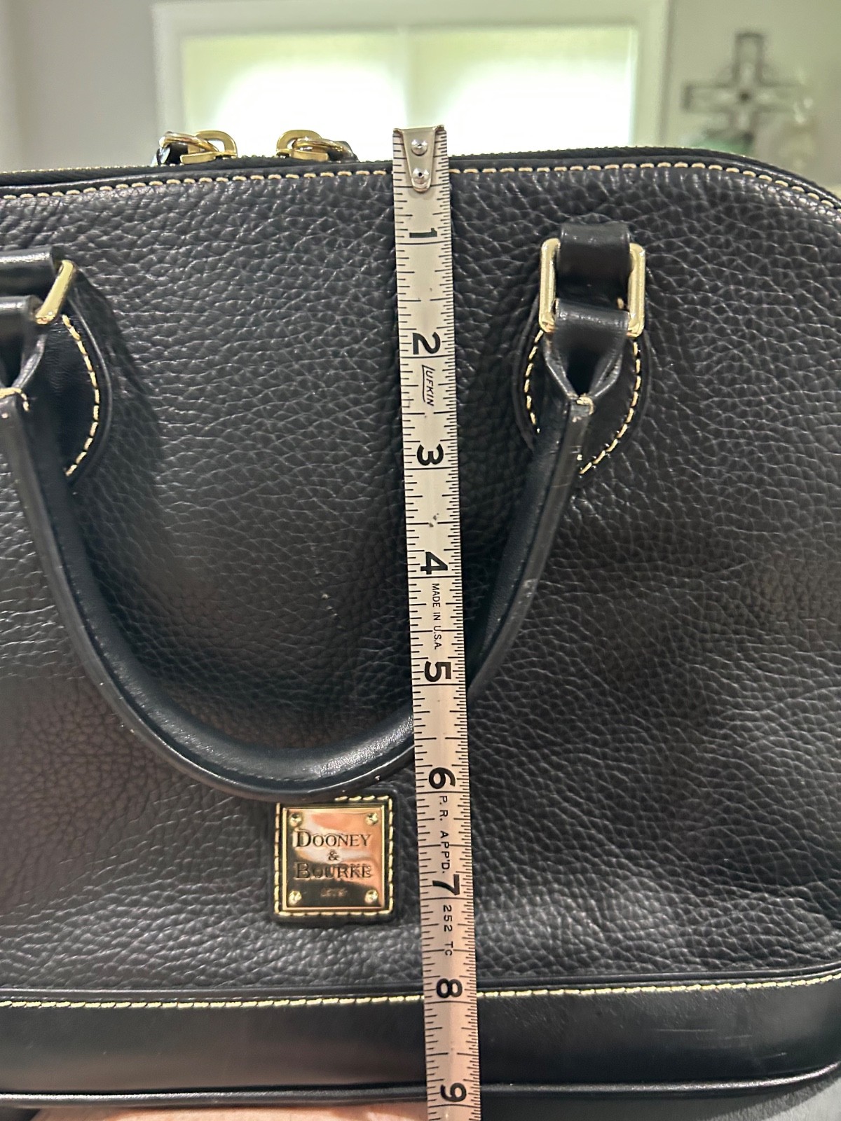 Dooney & Bourke Black Dome Satchel Top Handle Zip Bag Gold Colored Hardware