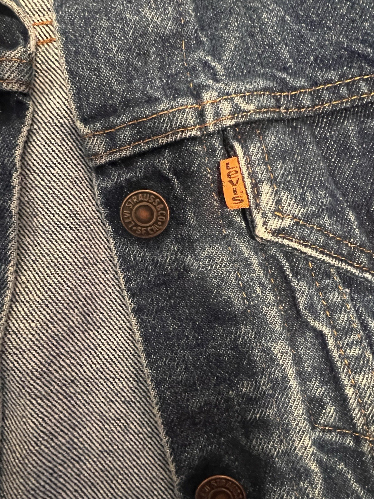 70s/80s Levi’s Vintage Orange Tab Cropped Denim Jacket Women’s Size Small
