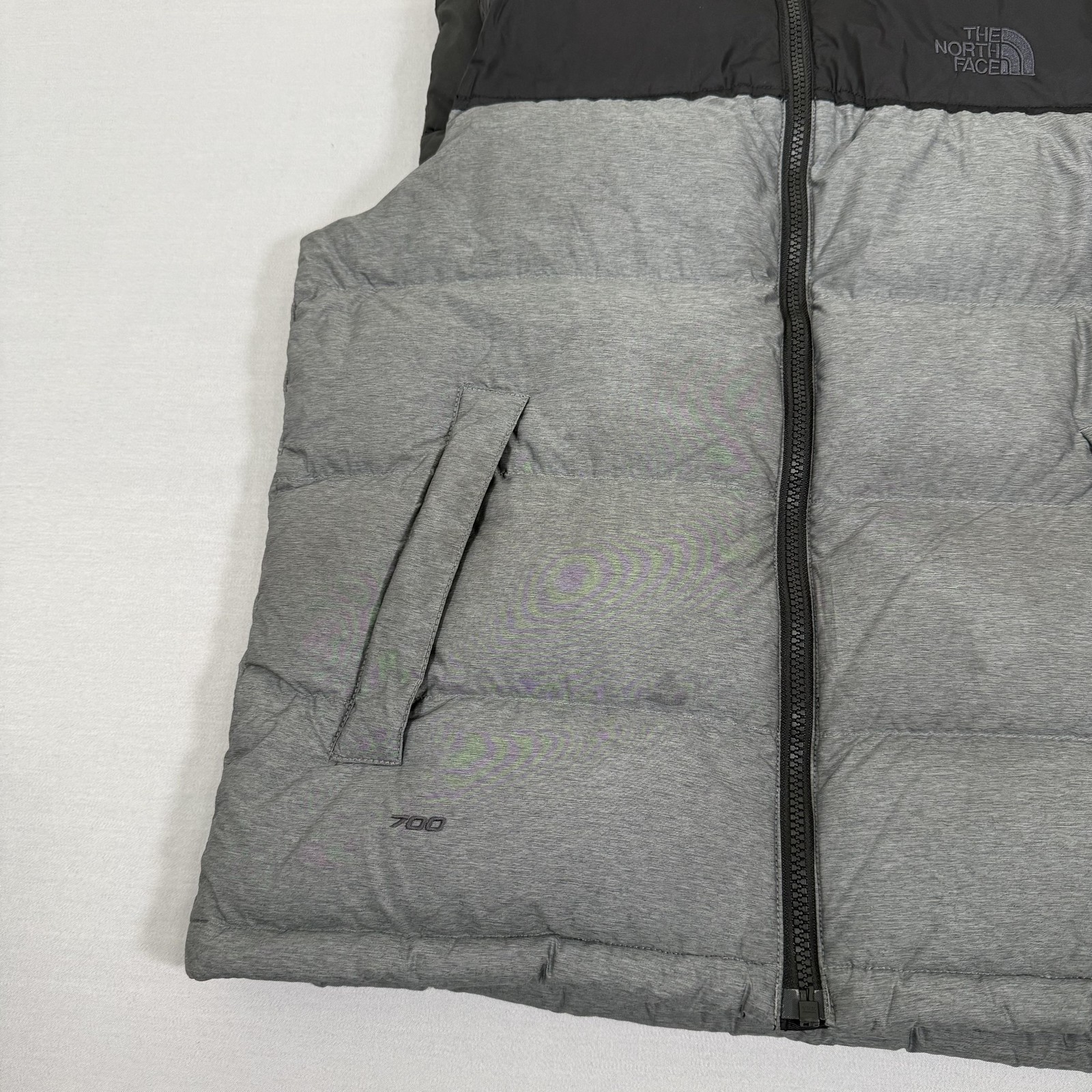 The North Face Vest Mens Small Gray 700 Fill Down Puffer Zip Up Outdoors NUPTSE