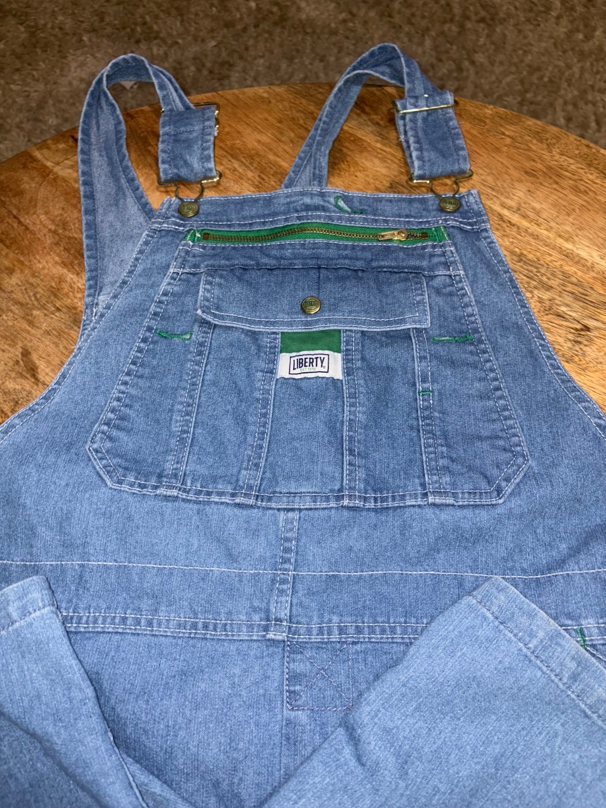 Liberty Overalls Mens XL Blue Denim Bib Relaxed Stretch Straight Leg Workwear