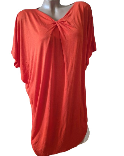 COS Made in Portugal Terracotta Viscose Twist Front Batwing Tunic Kaftan Dress M