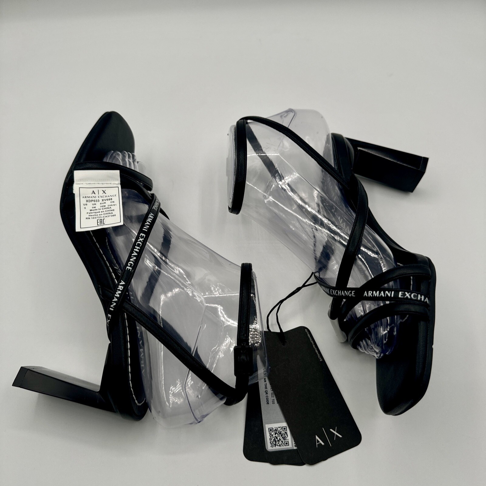 Armani Exchange Dalia Heels Women’s Size 8 Black White Logo