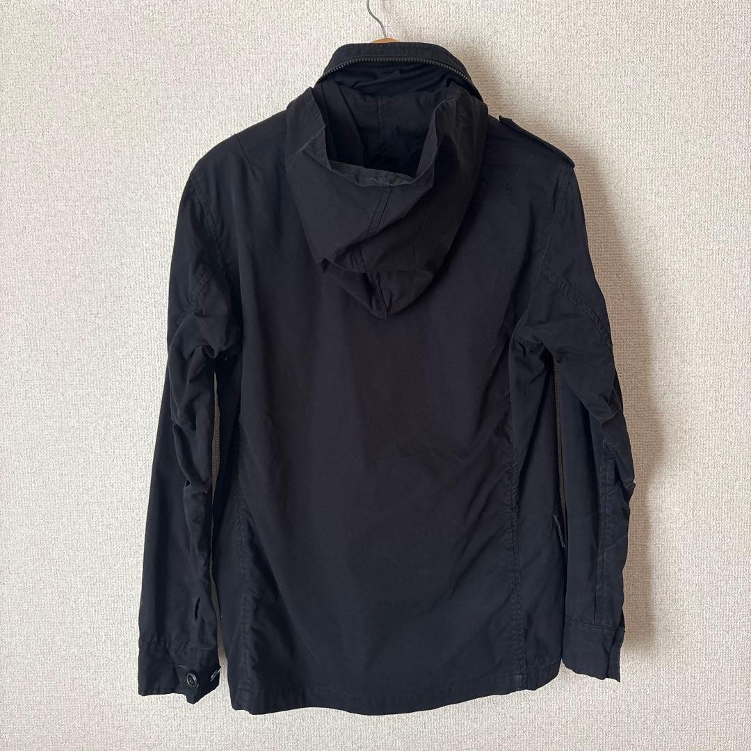 AVIREX Hood Military Jacket Blouson Coat Men Size M Black Genuine