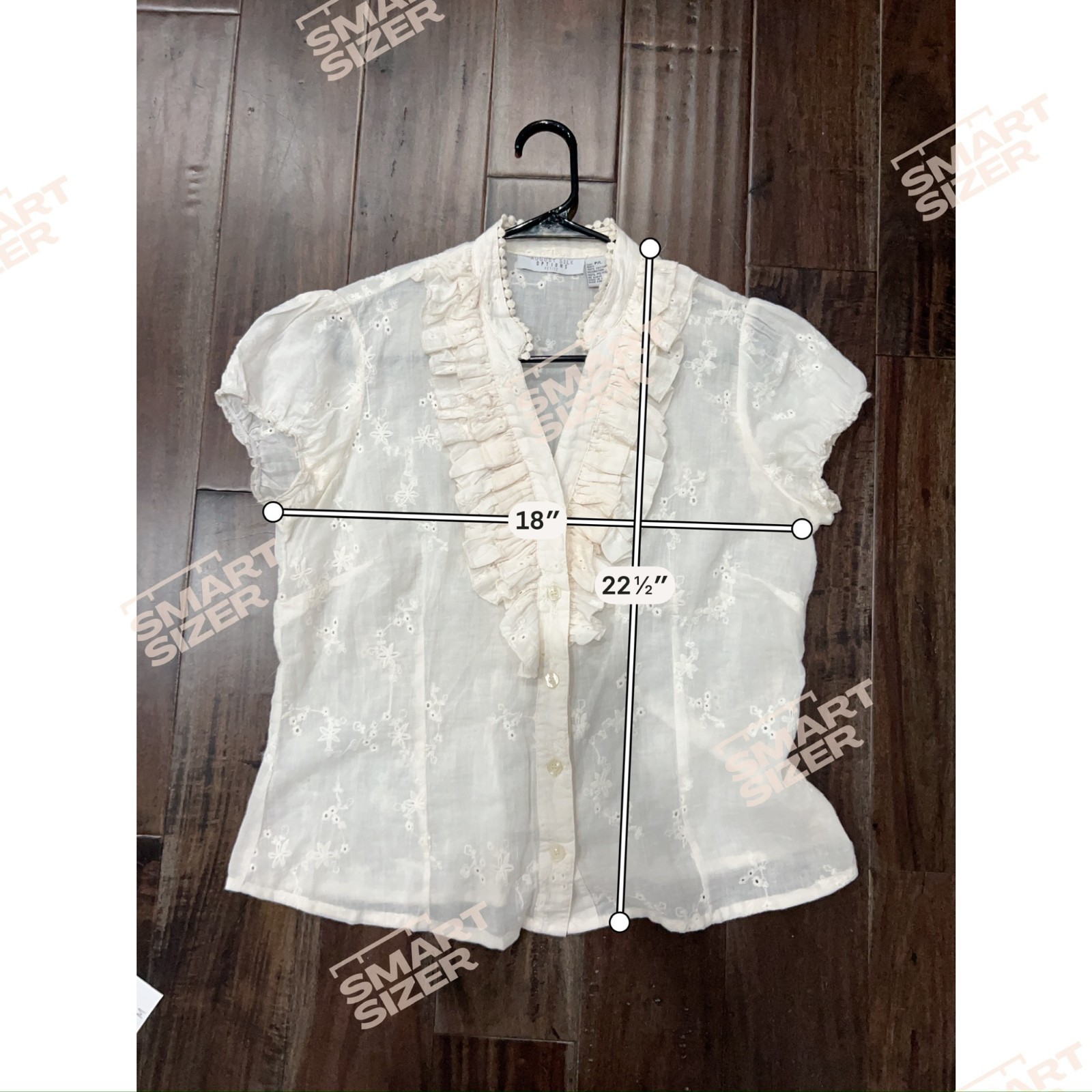 August Silk Petite Large White Embroidered Ruffle Blouse Boho Creativecore