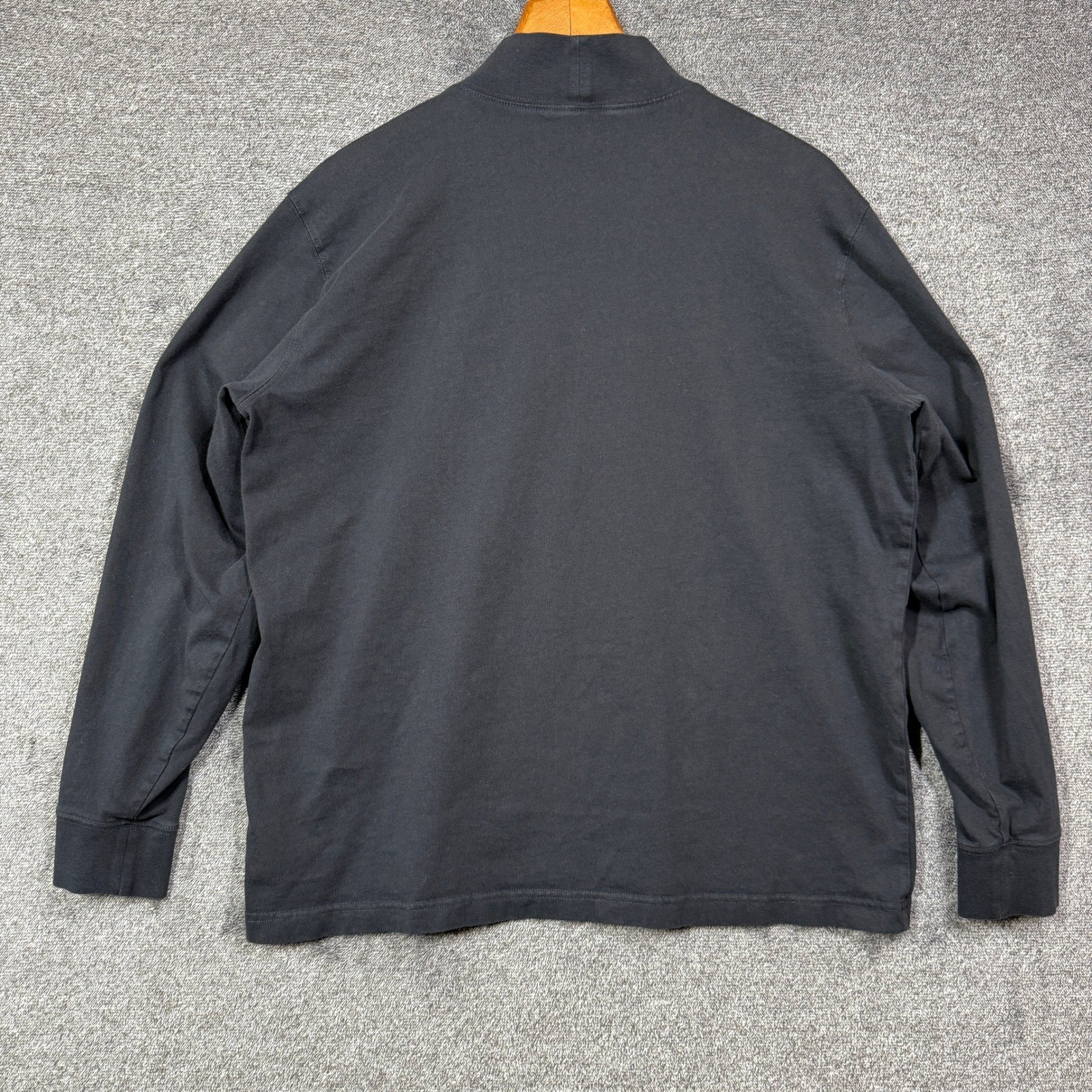 Lands End Super-T Shirt Mens L Black Mock Neck Long Sleeve Cotton