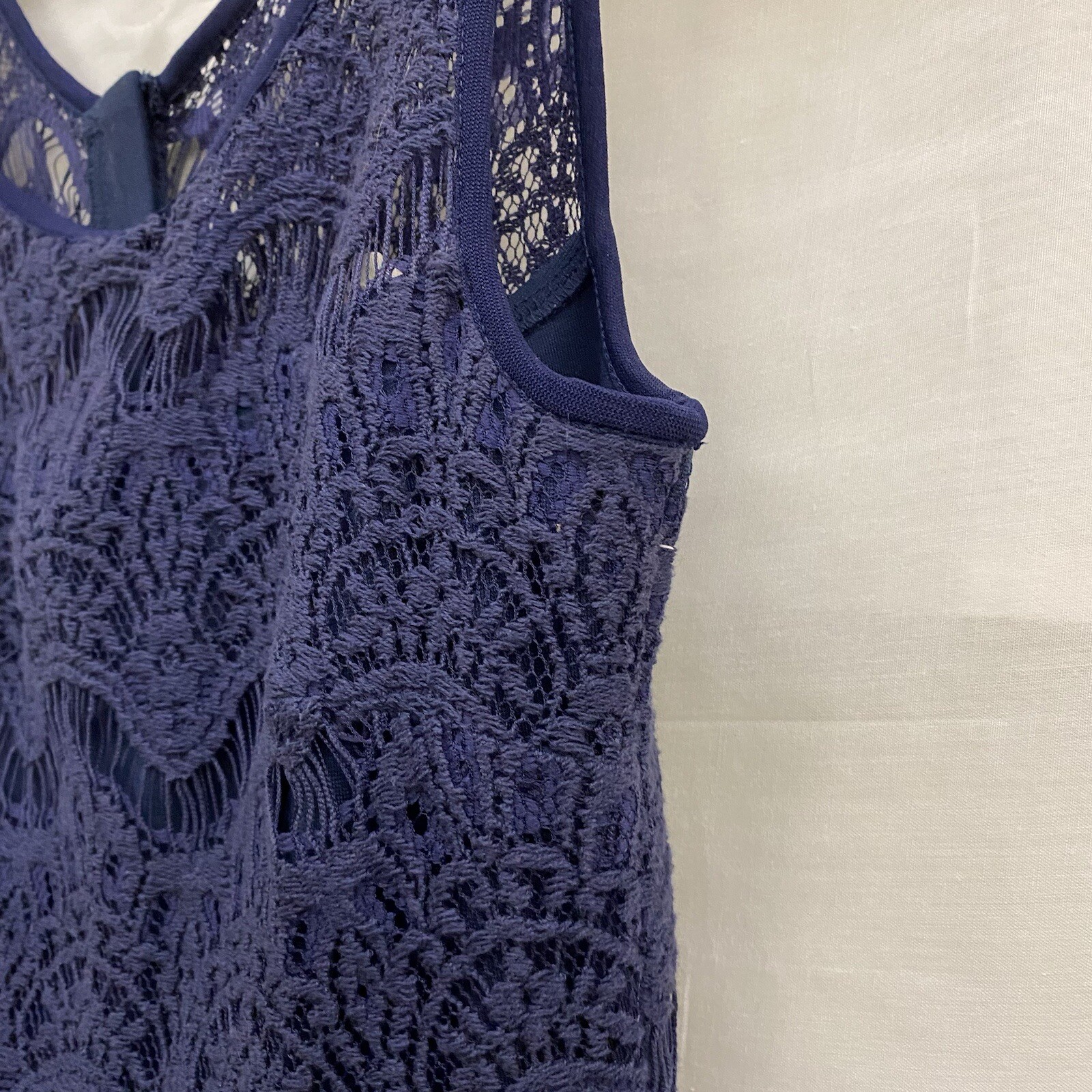 Lilly Pulitzer Womens Sz XS Rhea Navy Crochet Fit And Flare Sleeveless Dress