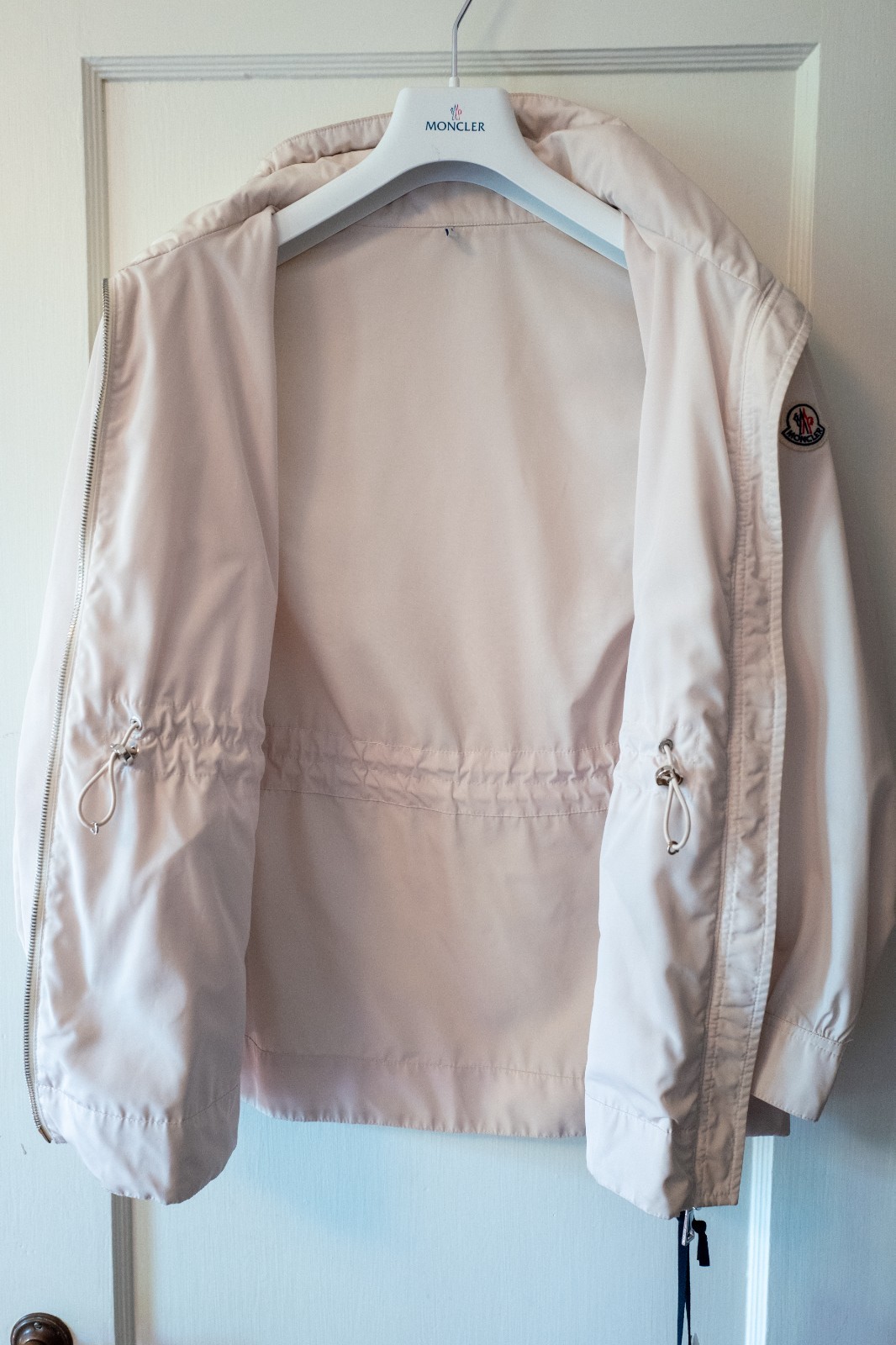 Moncler Enet Hooded Parka Jacket – Stone Beige Faille, Size 0 (XS)