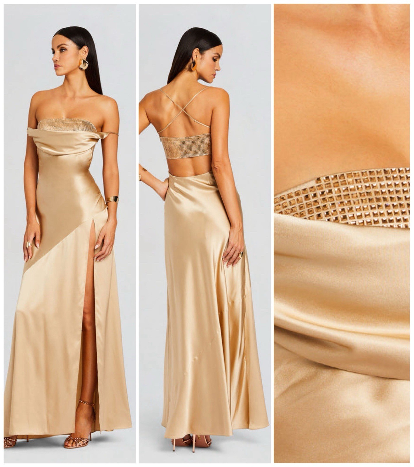 NWT $798 Retrofete Emery Crystal Sequin Embellished silk maxi dress size Large