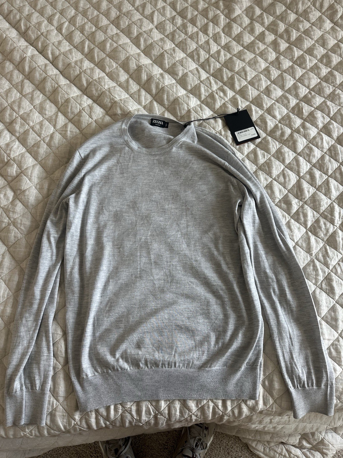 Zegna 100% Pure Cashmere Grey Sweater Made In Italy Men’s L/52