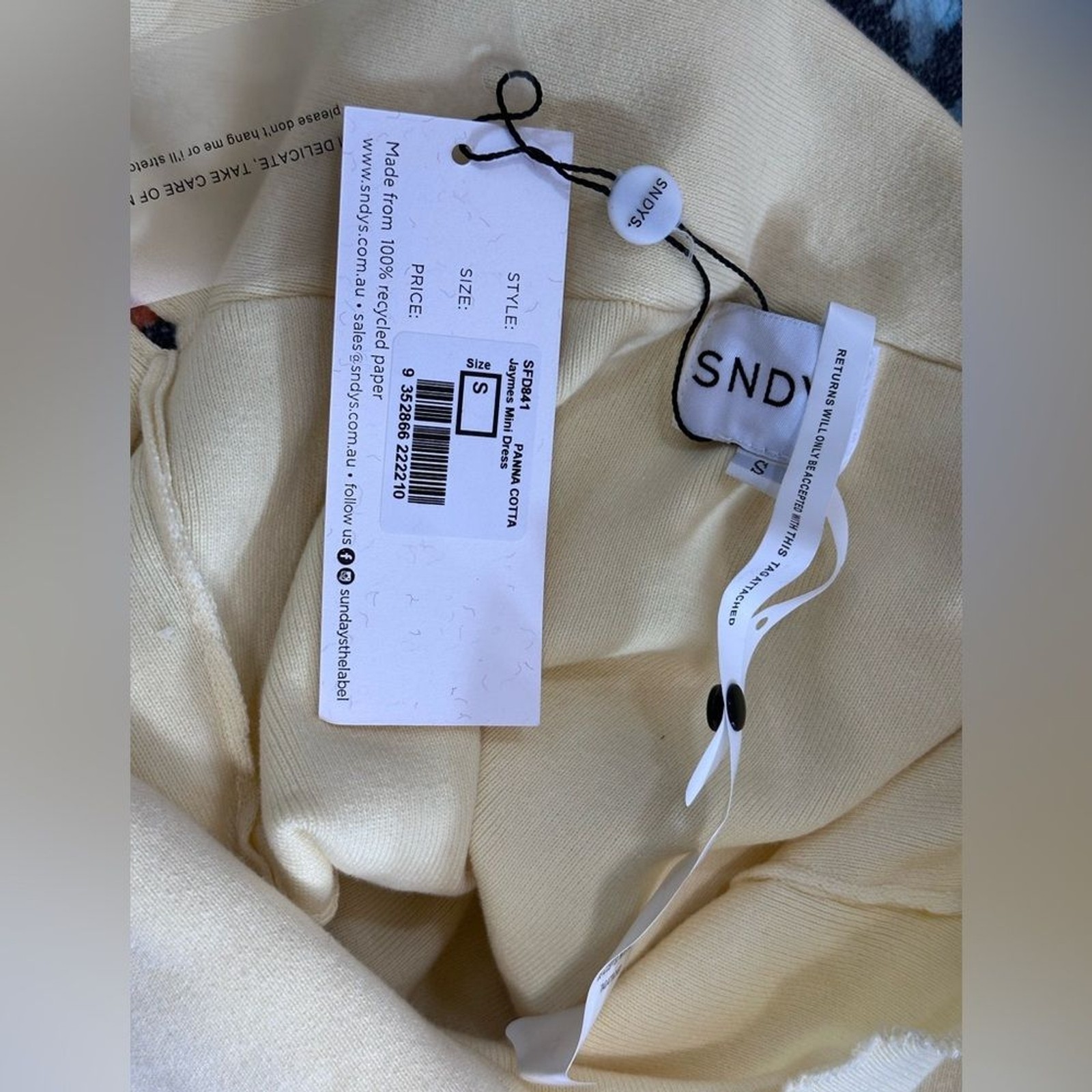 SNDYS Jaymes Mini Dress in Panna Cotta yellow knit off the shoulder bodycon