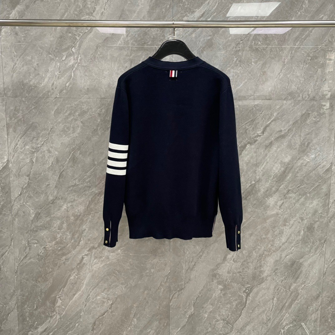 Thom Browne Men/womens Autumn Winter New Four Bars Striped Knitted Wool Cardigan