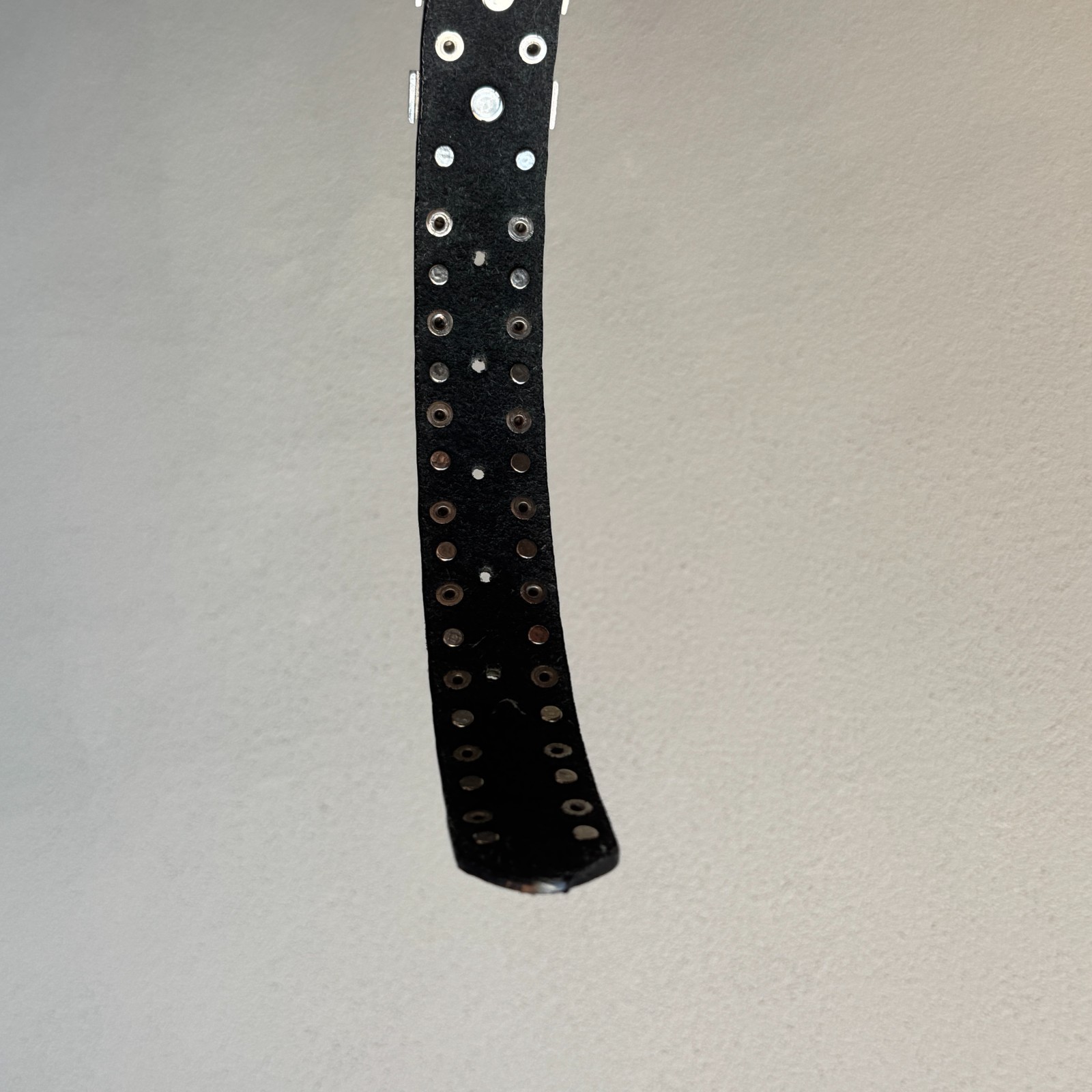 Y2K Black Studded Rhinestone Leather Belt Punk Goth Rockstar Heavy Hardware