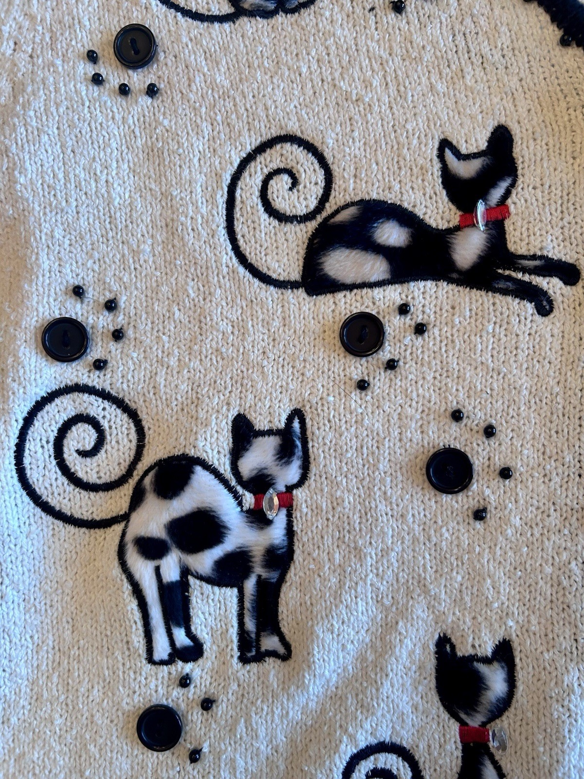 TimberLea Beaded Cat Cardigan Sweater (Women) — CUTE And Well Made! NWT
