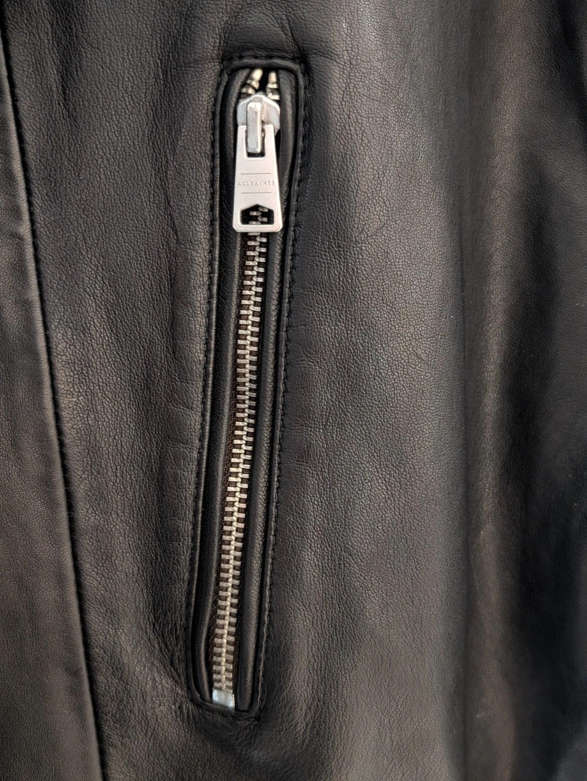 AllSaints Cora Leather Jacket Men’s Size Large Jet Black Celebrity Grail COLT