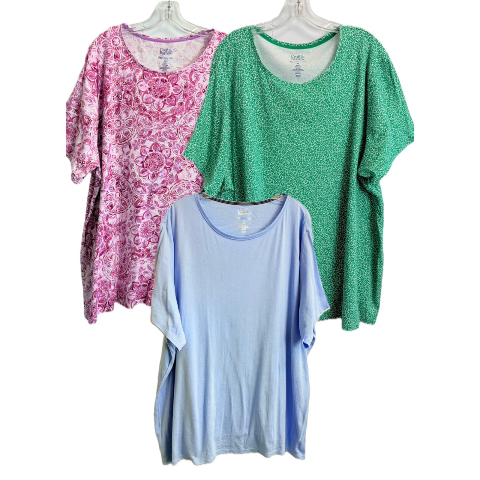 Lot of 3 Croft & Barrow Womens 4X Classic Tee Cotton Short Sleeve Shirts