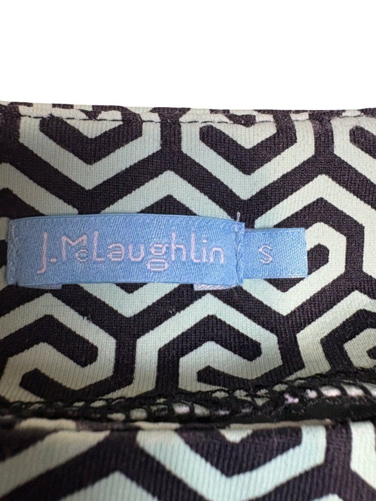 J.McLaughlin Catalina Cloth Ruched Dress Women Small Mint Black Geometric Print