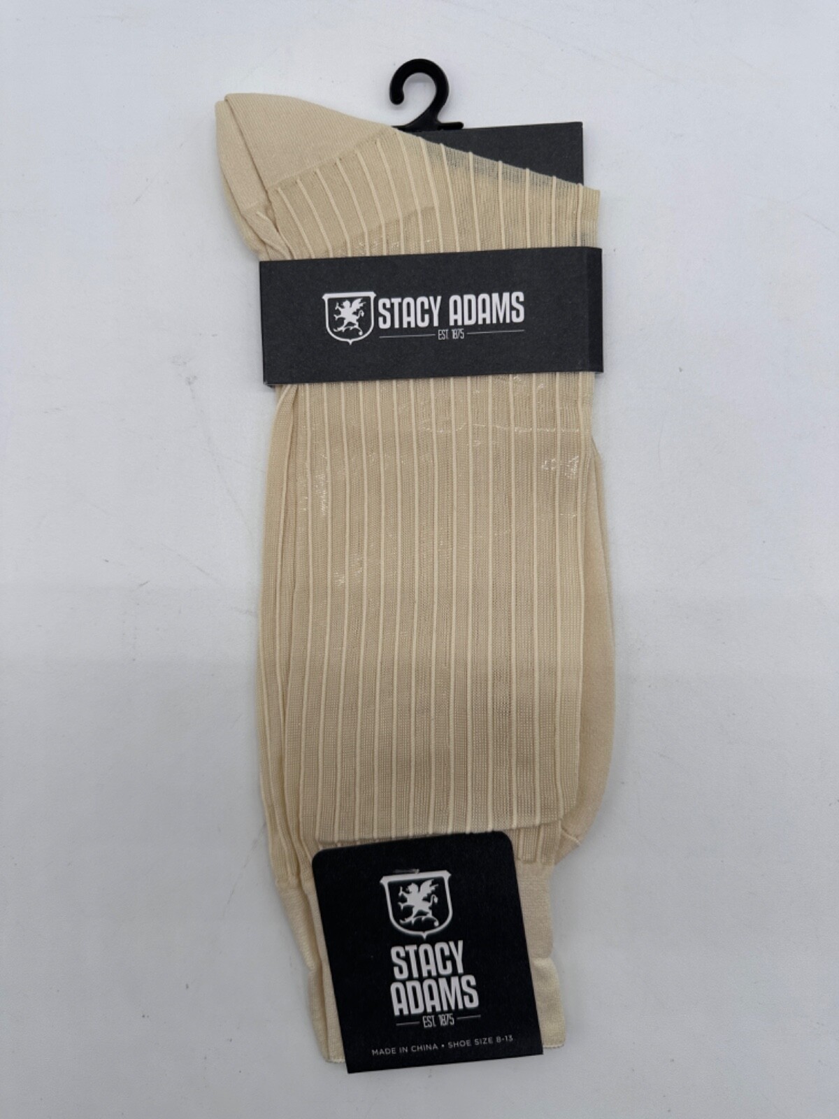 ONE PAIR NEW WITH TAG STACY ADAMS NYLON SLIKY RIBBED MEN’S CREW DRESS SOCKS