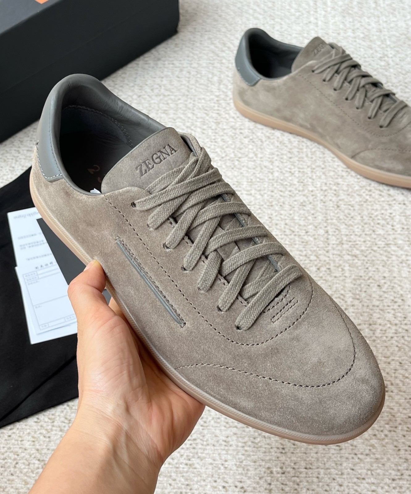 Zegna Dark Brown Suede Lace Up Low Top Sneakers 🎾