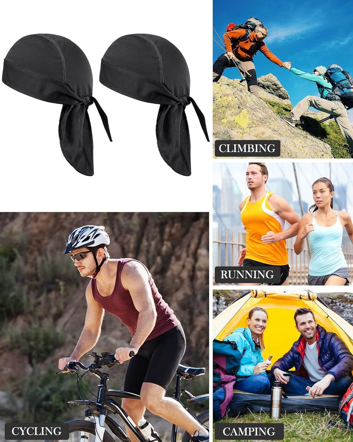 Do Rag Skull Caps for Men Sweat Wicking Doo Rags Cooling Helmet Cycling Bandana