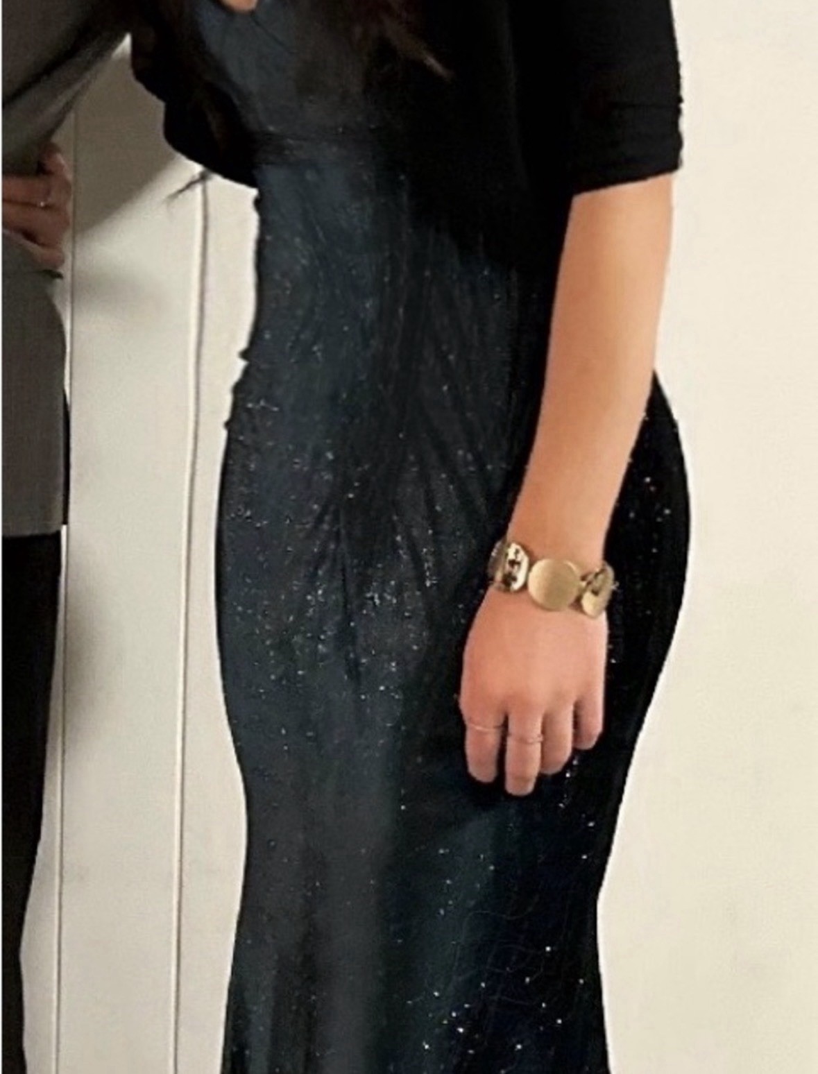 Windsor Black Glitter Mesh Bodycon Sweetheart Lace-Up Back Long Dress M/M