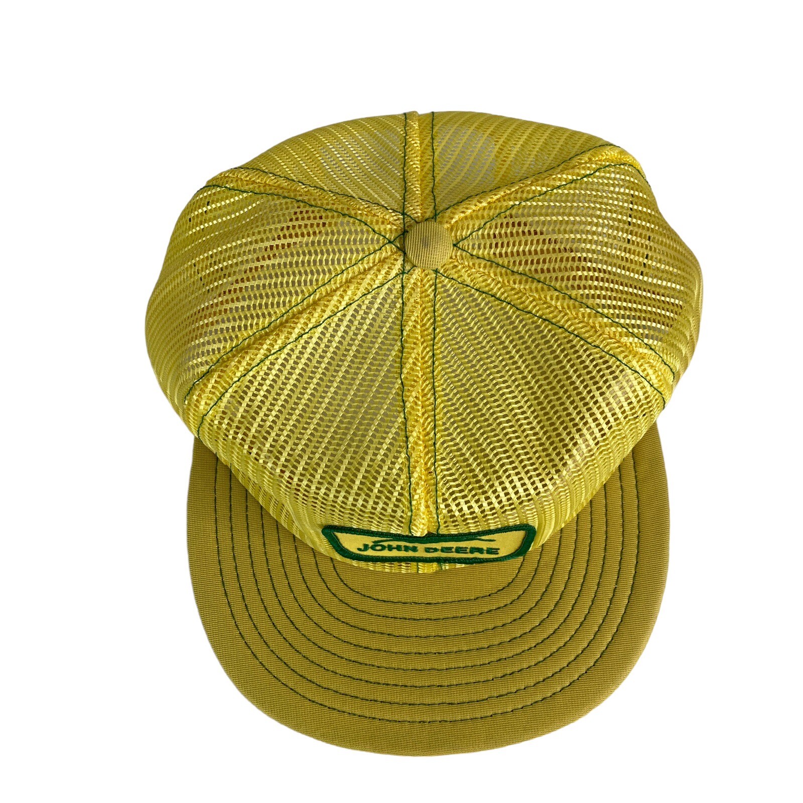 Vtg John Deere Trucker Snapback Patch Hat Cap USA Louisville Mfg Co Yellow 80s
