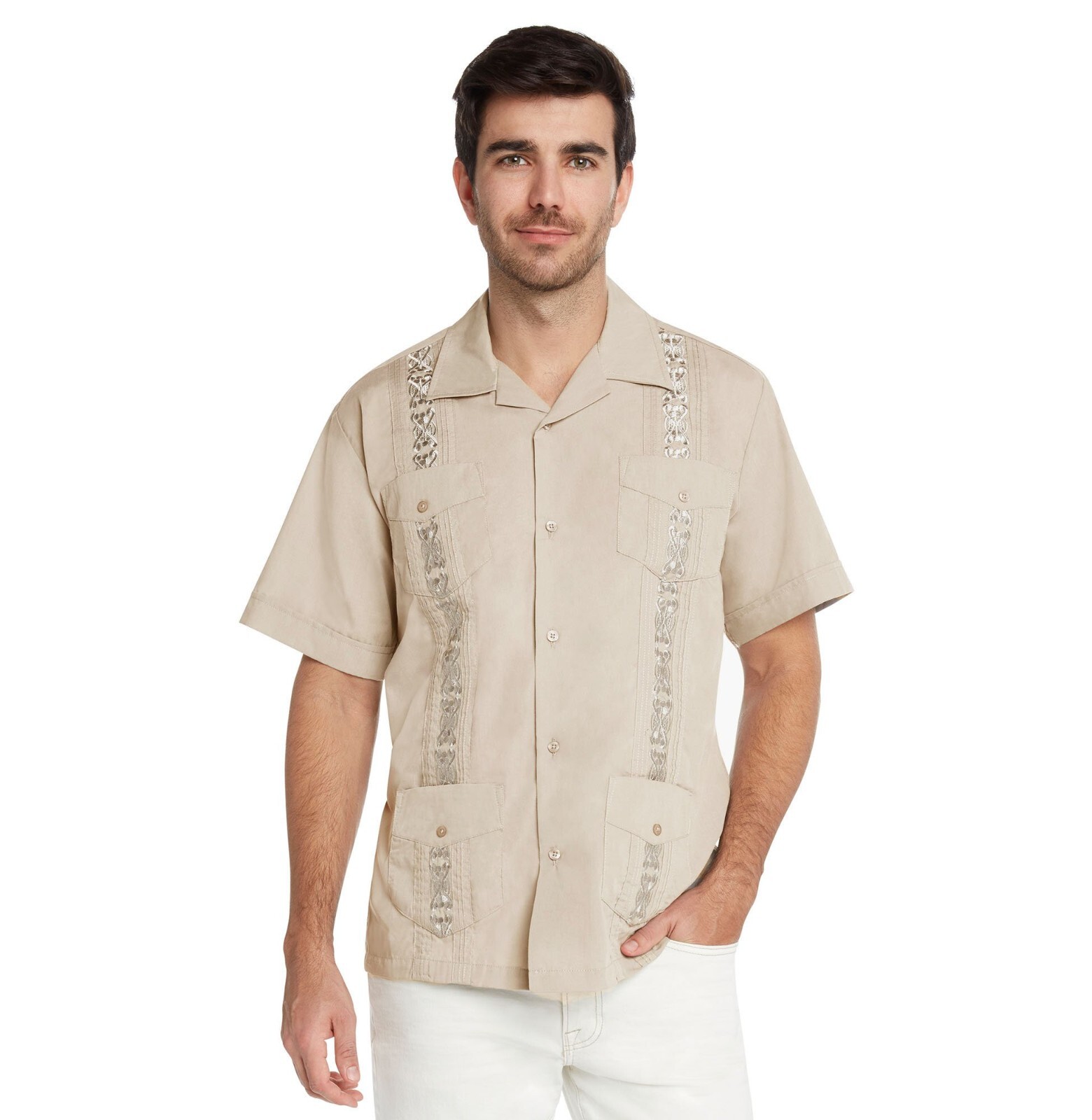 9 Crowns Men’s Big & Tall Cuban Beach Wedding Guayabera Button Down Shirt 2X-5X