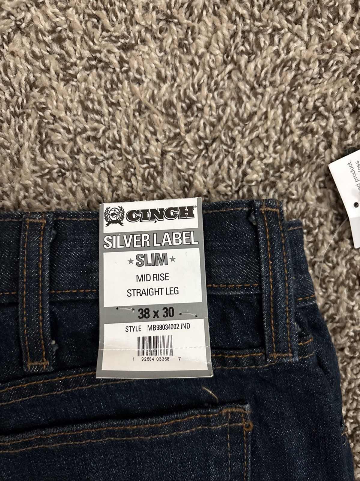 Cinch Men’s Slim Fit Silver Label Dark Stone Jeans 38×30 New