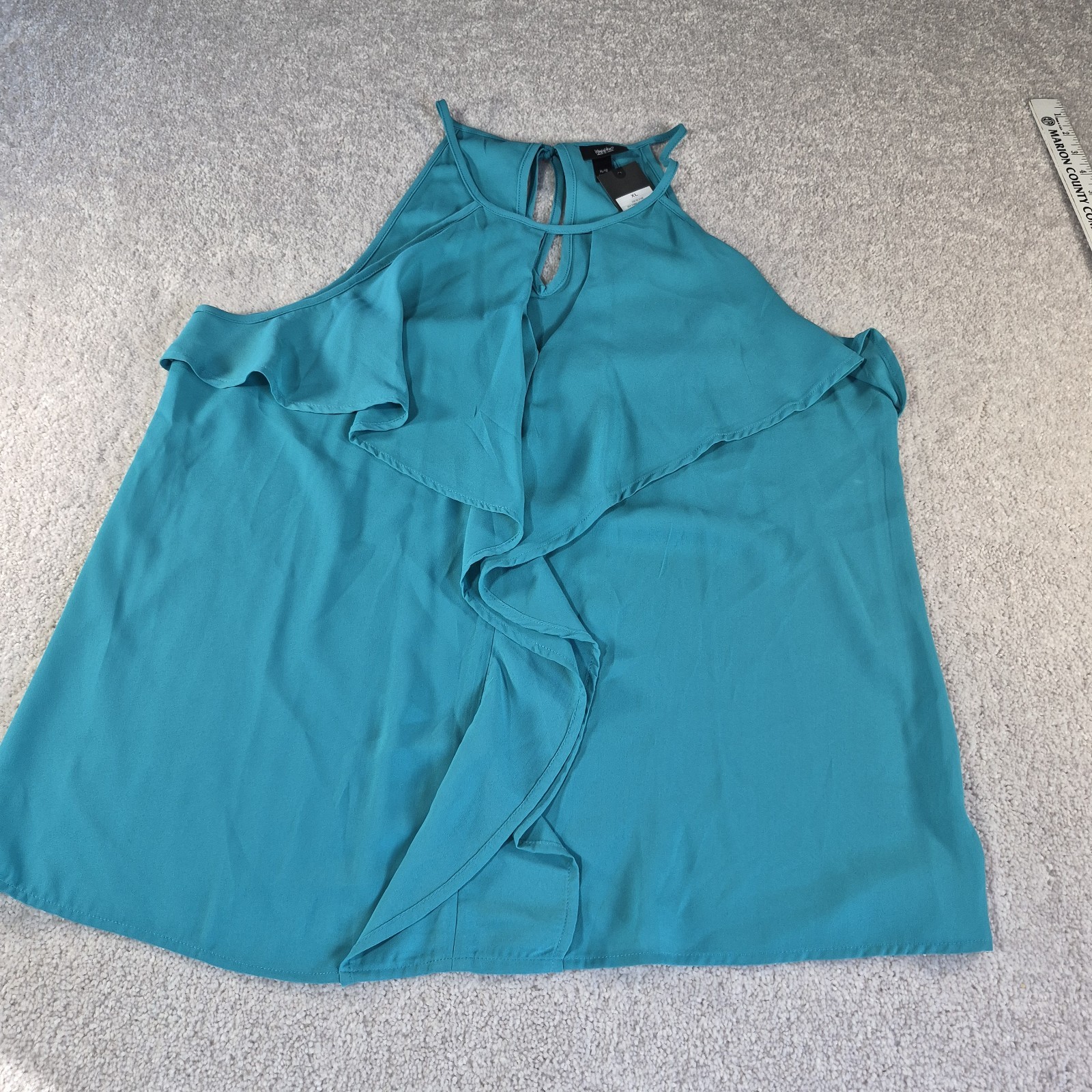 Agua Mossimo Womens Halter Blouse XLarge Ruffle front chiffon keyhole back