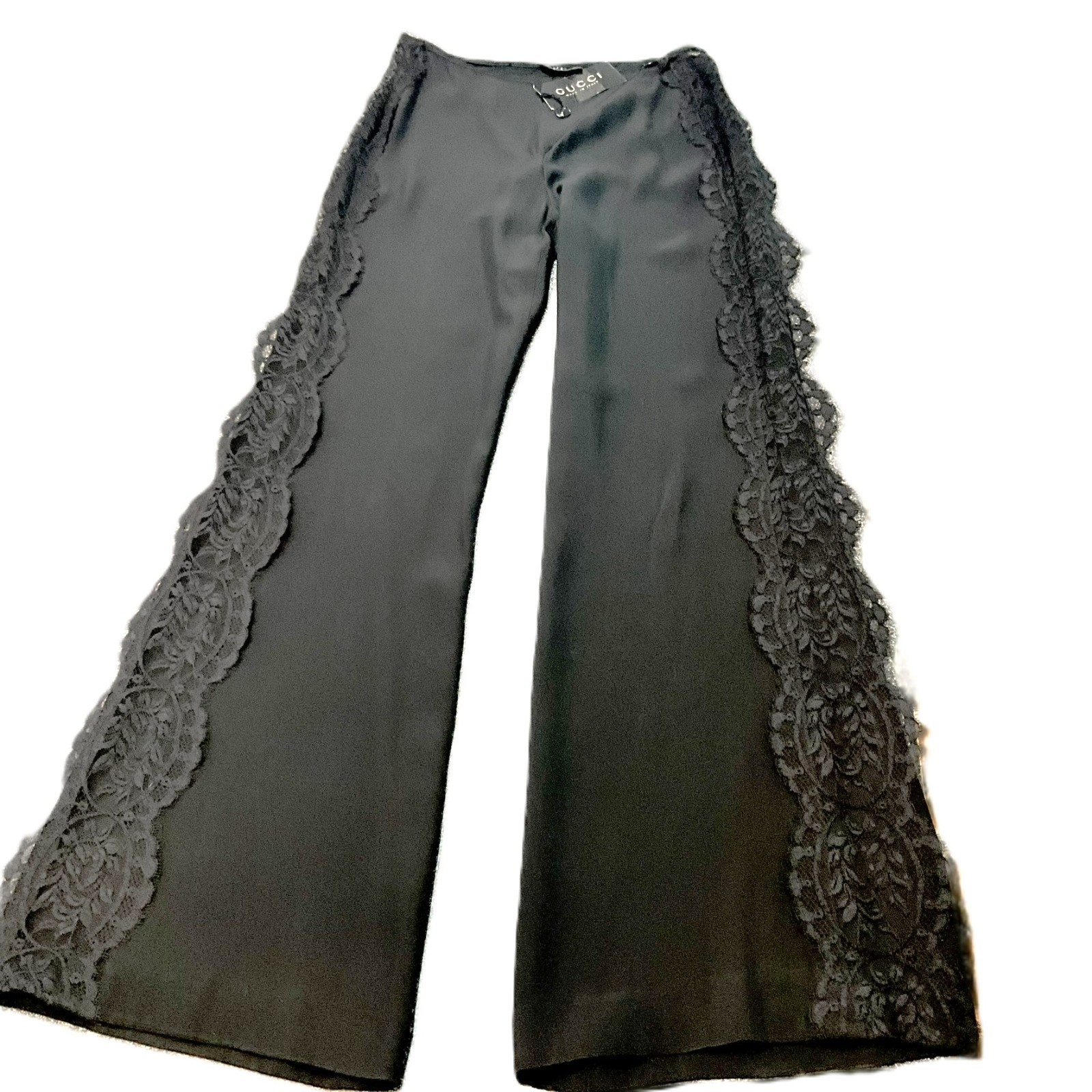 Vintage GUCCI Lace Panel Flared PantsBlack Size IT38 Italy