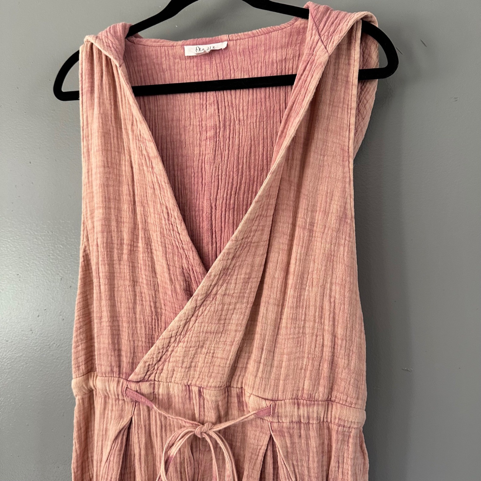 Oli & Hali Pink Muslin 100% Cotton Hooded Jumpsuit LARGE