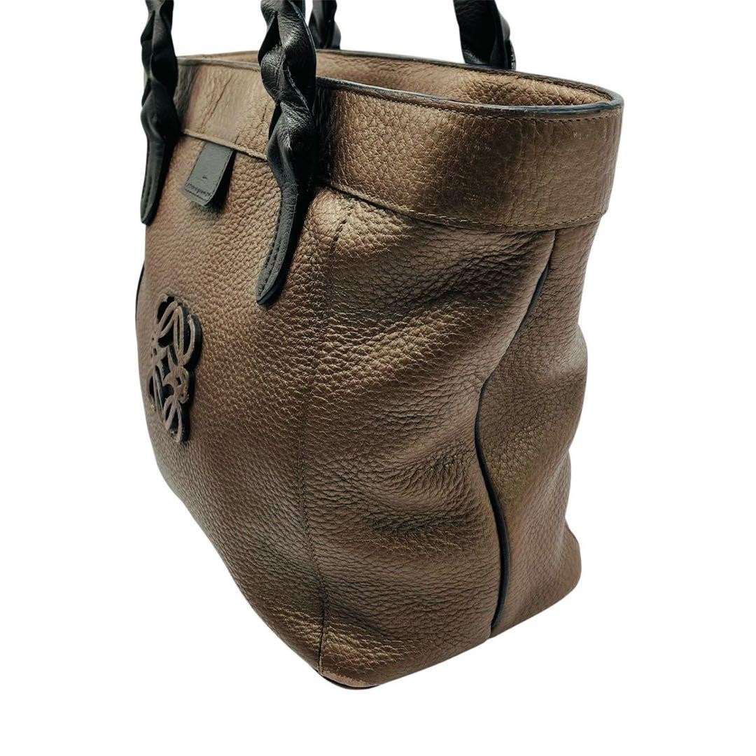 LOEWE Anagram Husta Handbag Bronze Dark Brown Leather