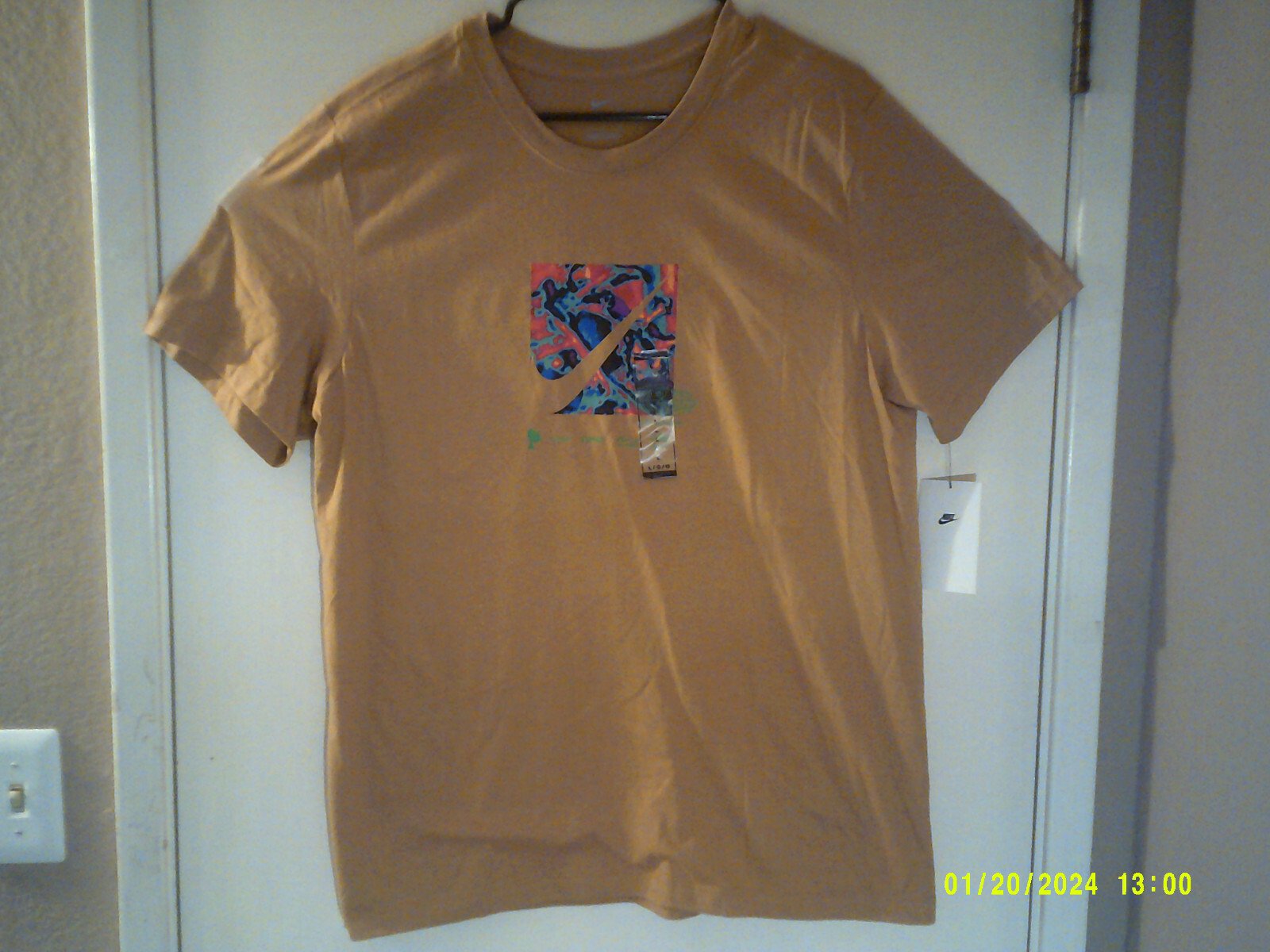 NEW NIKE TRAINING “Heat Map Tee” MEN’S MUSTARD MULTI-COLOR T -SHIRT L BV1997-74P